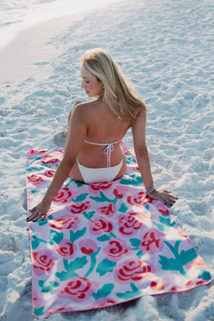 Roses All Over Microfiber Beach Towels: Pink