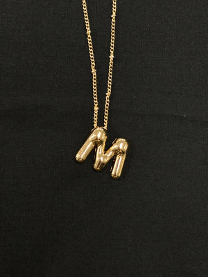 Gold Bubble Initial Necklaces