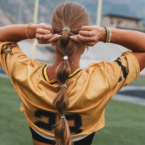 "Game Day" Green & Yellow Hair Tie + Bracelets