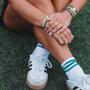 "Game Day" Green & Yellow Hair Tie + Bracelets