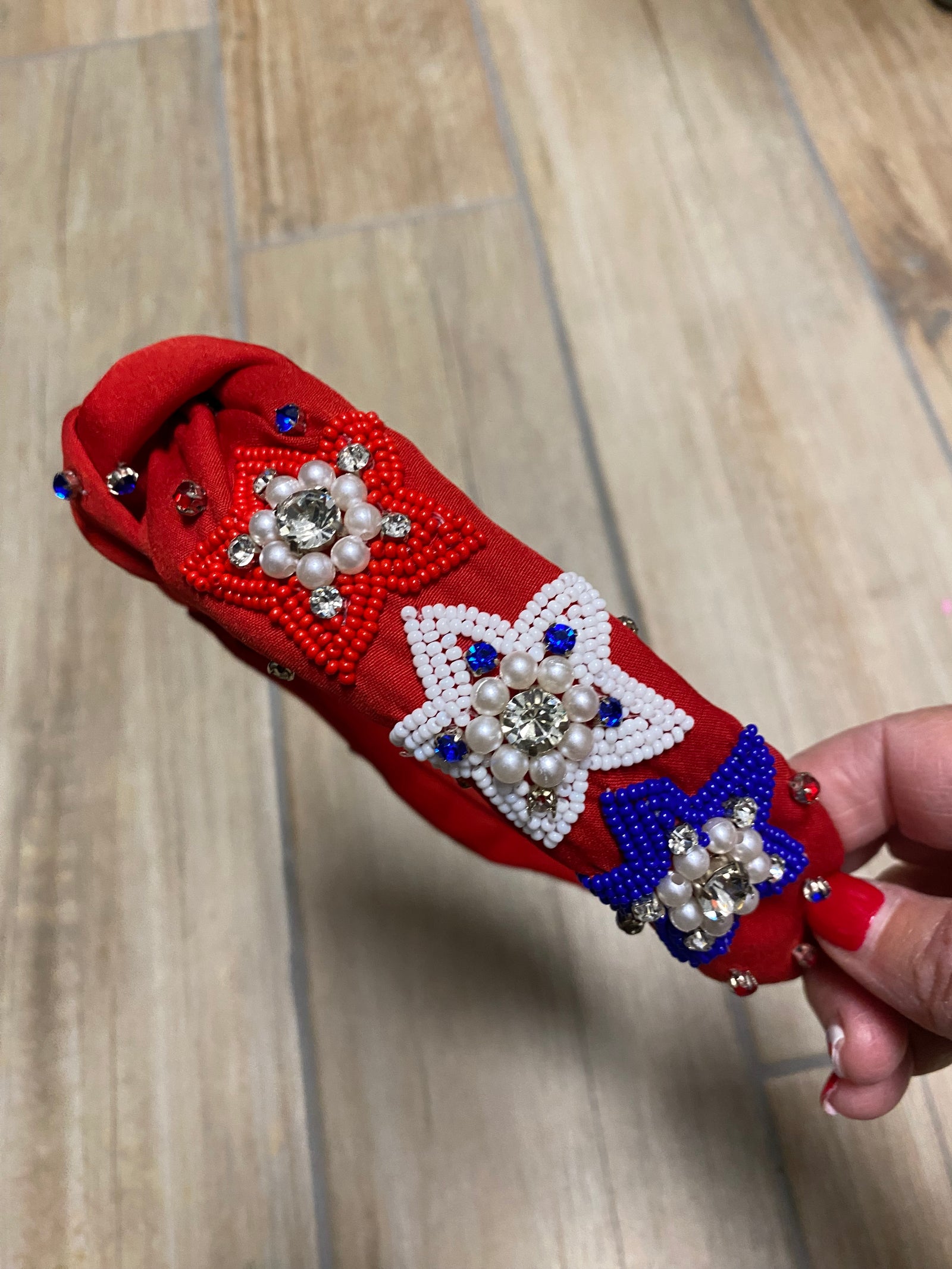 Red with Beaded Stars Patriotic Headbands