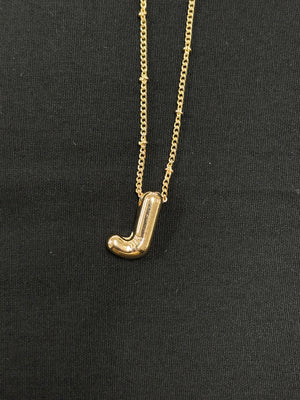 Gold Bubble Initial Necklaces