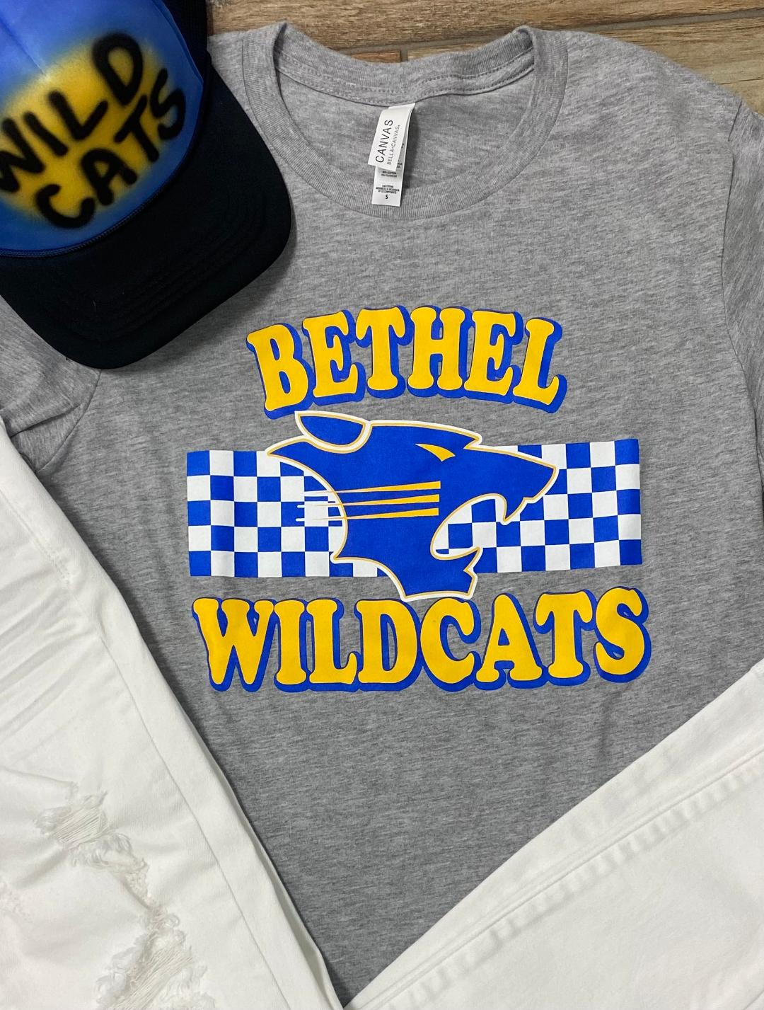 Bethel Wildcats Checkered Stripe Graphic Tee