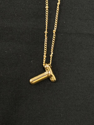 Gold Bubble Initial Necklaces