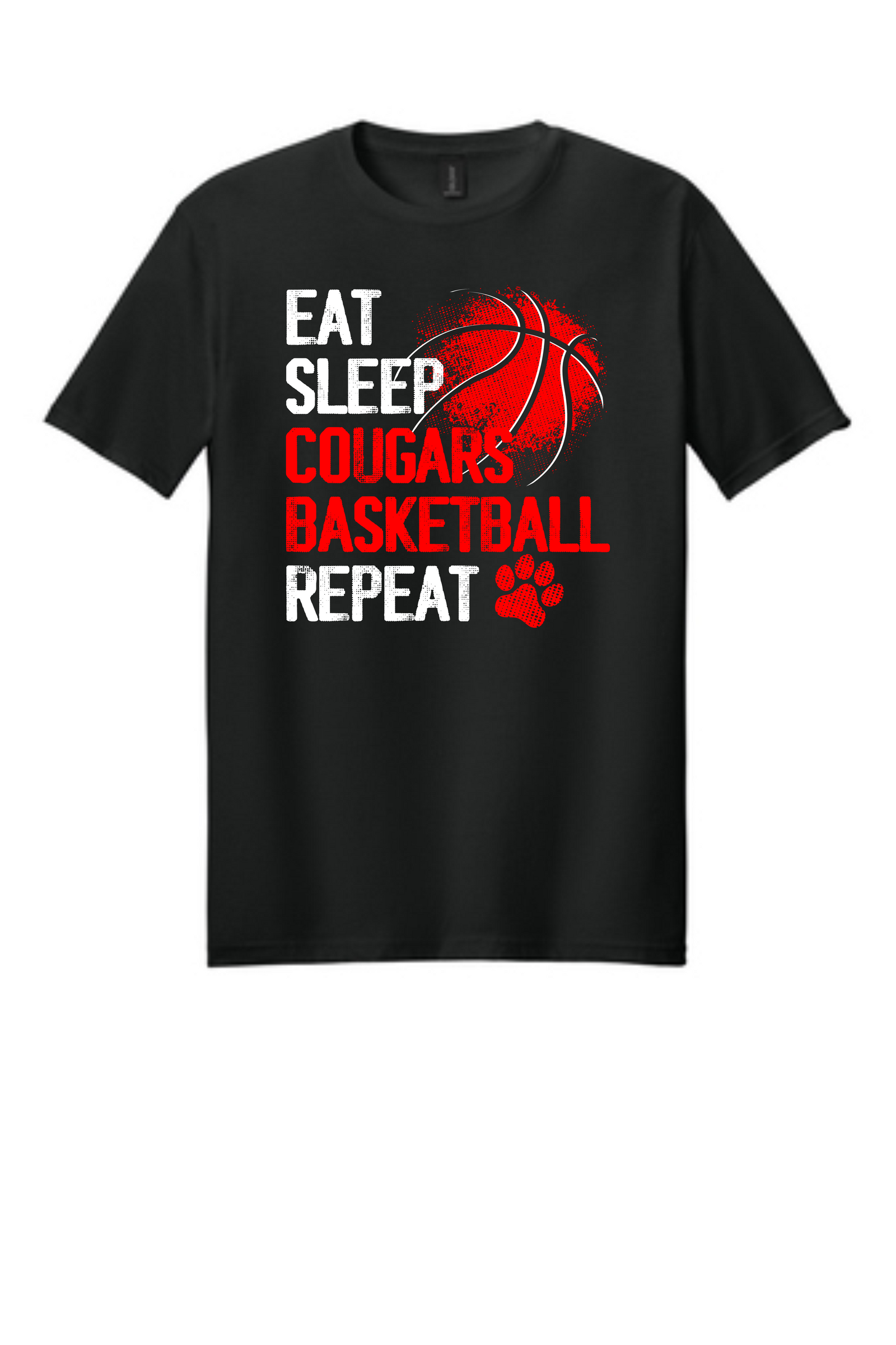NRC Girls Basketball Fundraiser Eat Sleep Cougars Basketball Repeat Tee