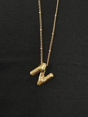 Gold Bubble Initial Necklaces