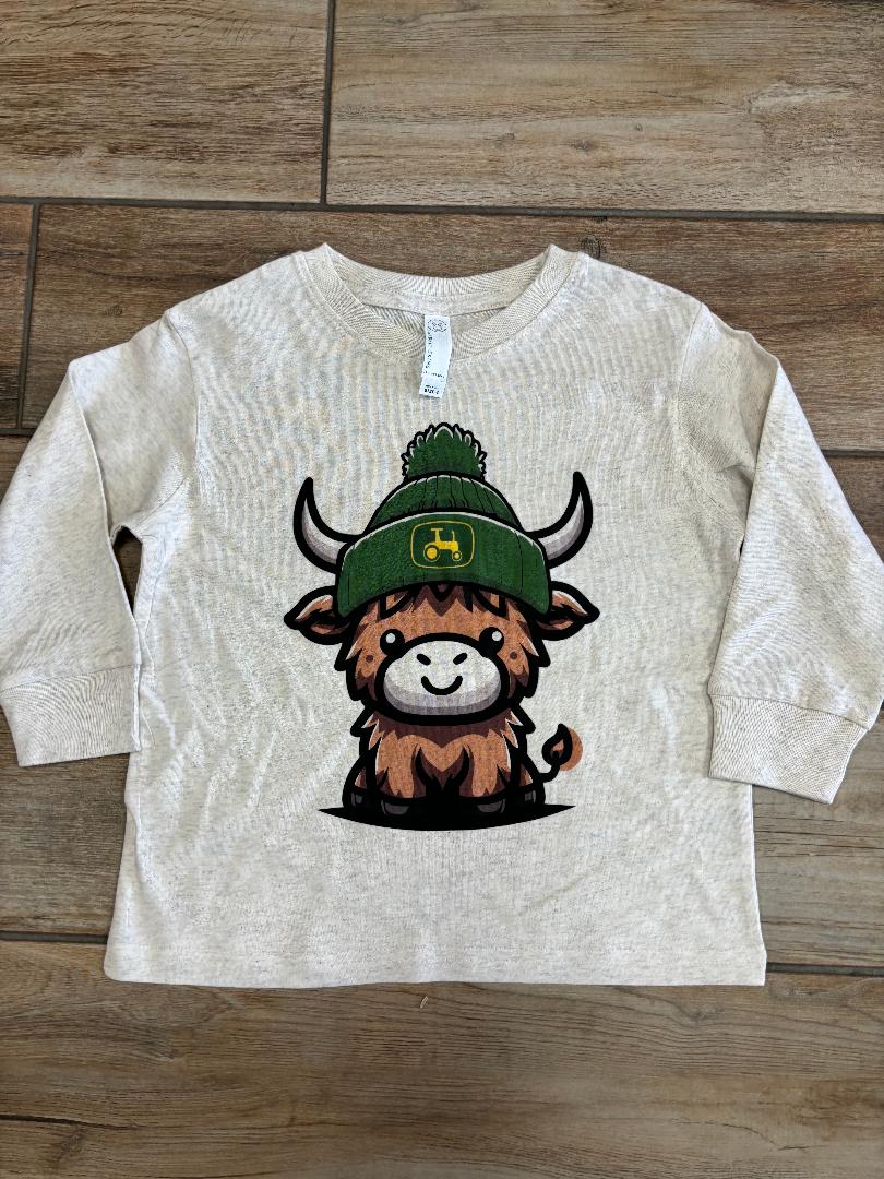 Kids Highland Cow Graphic Tee Long Sleeve