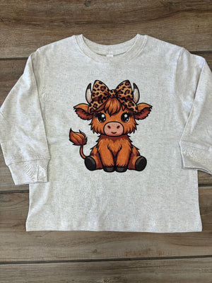 Kids Highland Cow Graphic Tee in Short or Long Sleeve
