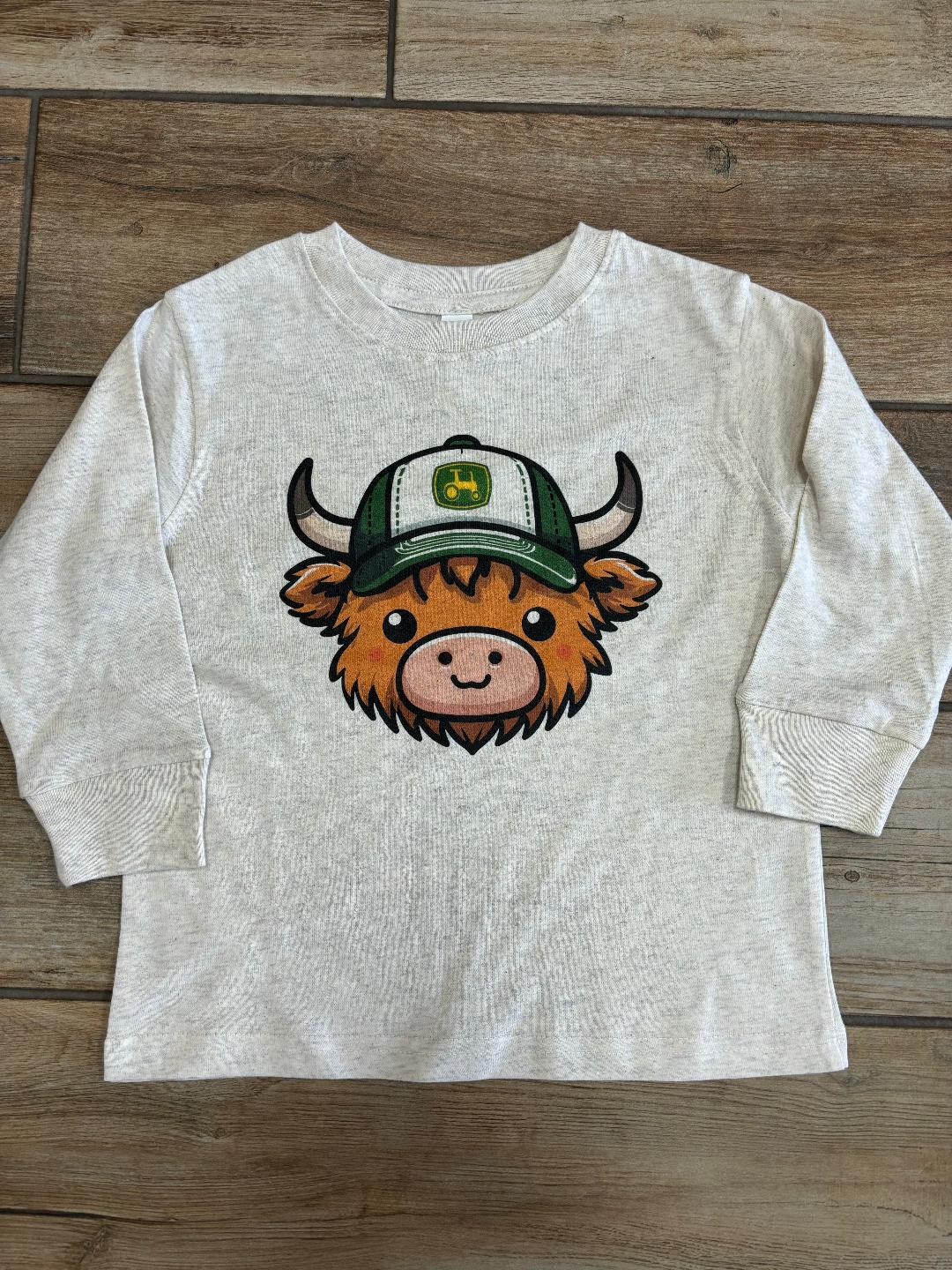 Kids Highland Cow Graphic Tee Long Sleeve
