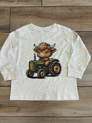 Kids Highland Cow Graphic Tee in Short or Long Sleeve