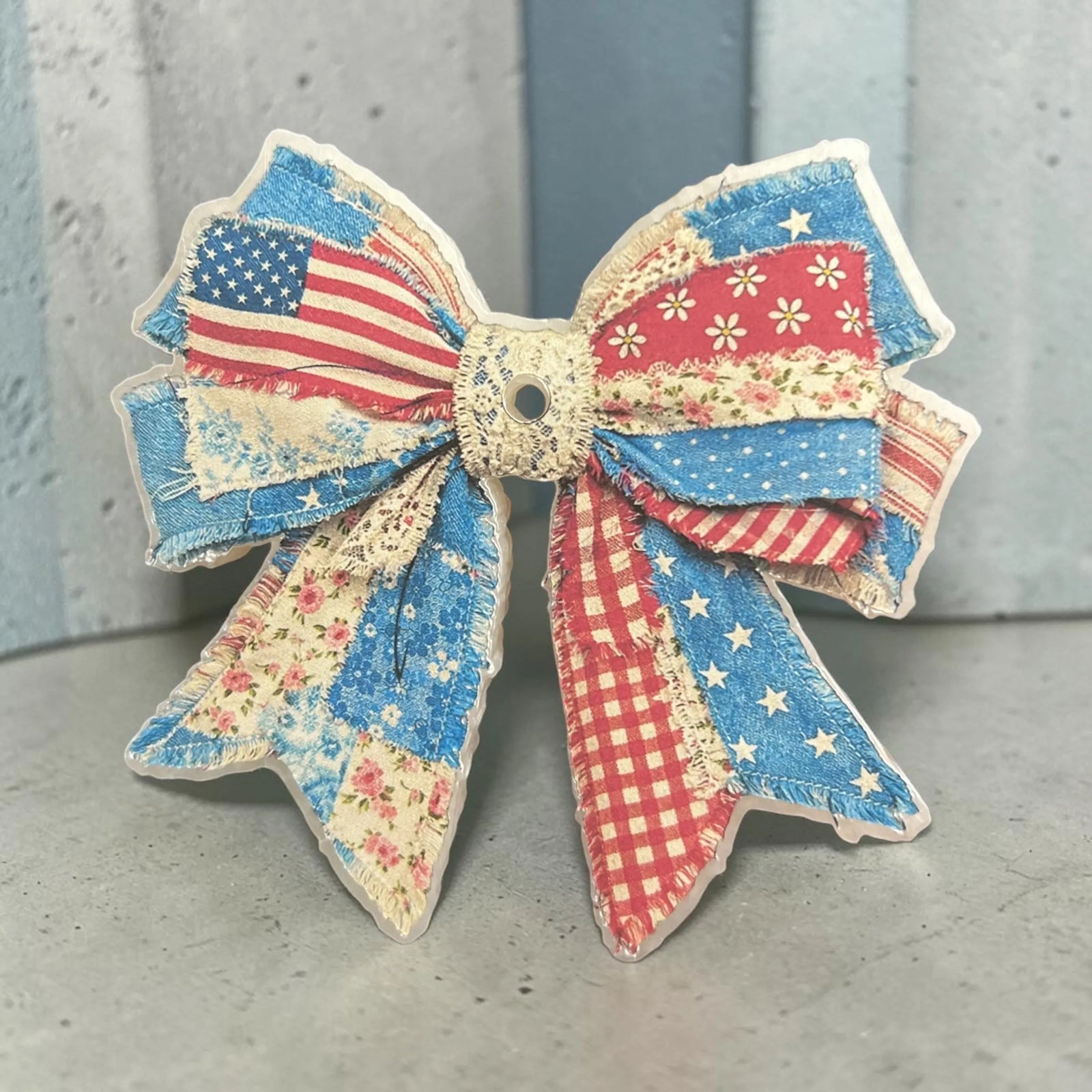 Americana Patchwork Bow Car Freshies