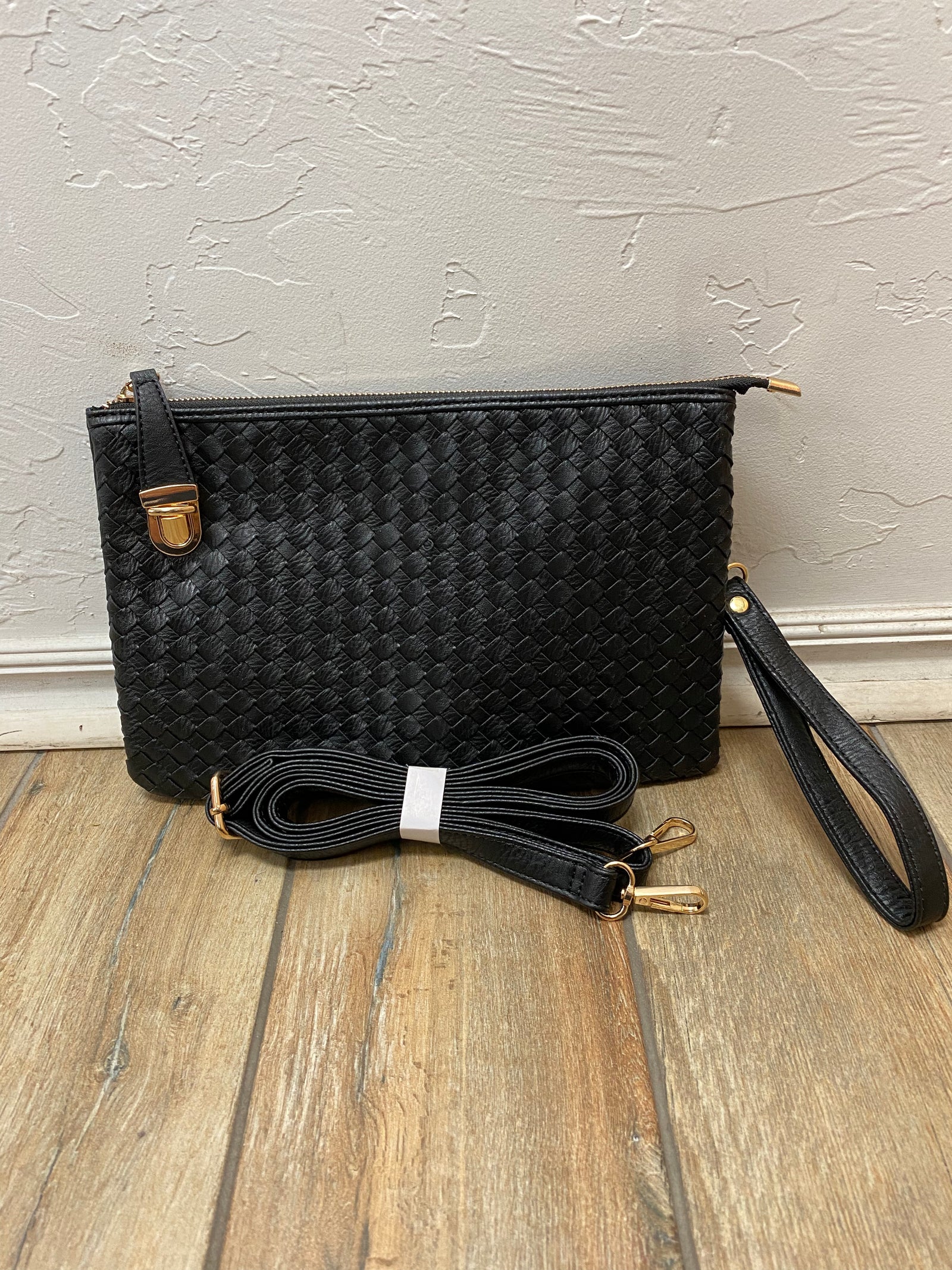 Large Woven Leather Clutch or Crossbody