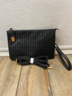 Large Woven Leather Clutch or Crossbody