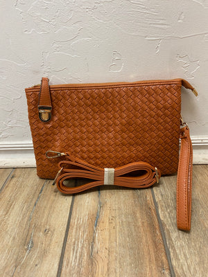 Large Woven Leather Clutch or Crossbody