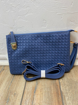 Large Woven Leather Clutch or Crossbody