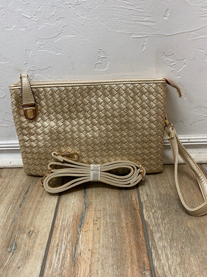 Large Woven Leather Clutch or Crossbody