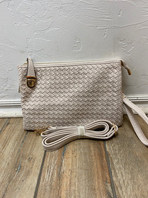 Large Woven Leather Clutch or Crossbody