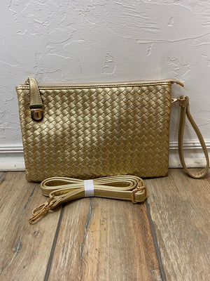Large Woven Leather Clutch or Crossbody