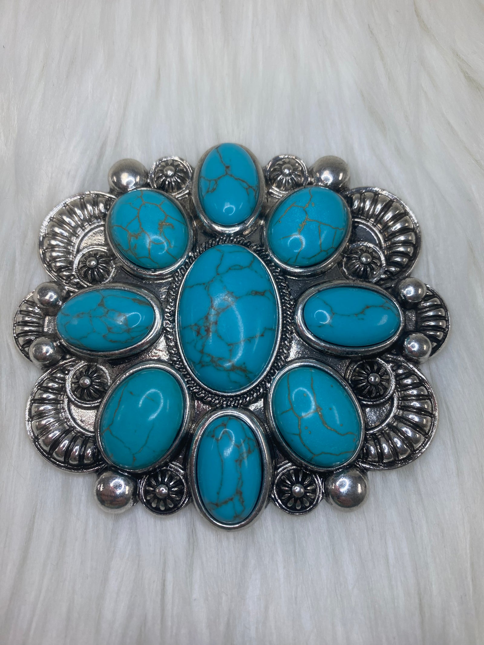 Turquoise and Silver Belt Buckles