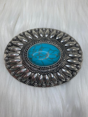 Turquoise and Silver Belt Buckles