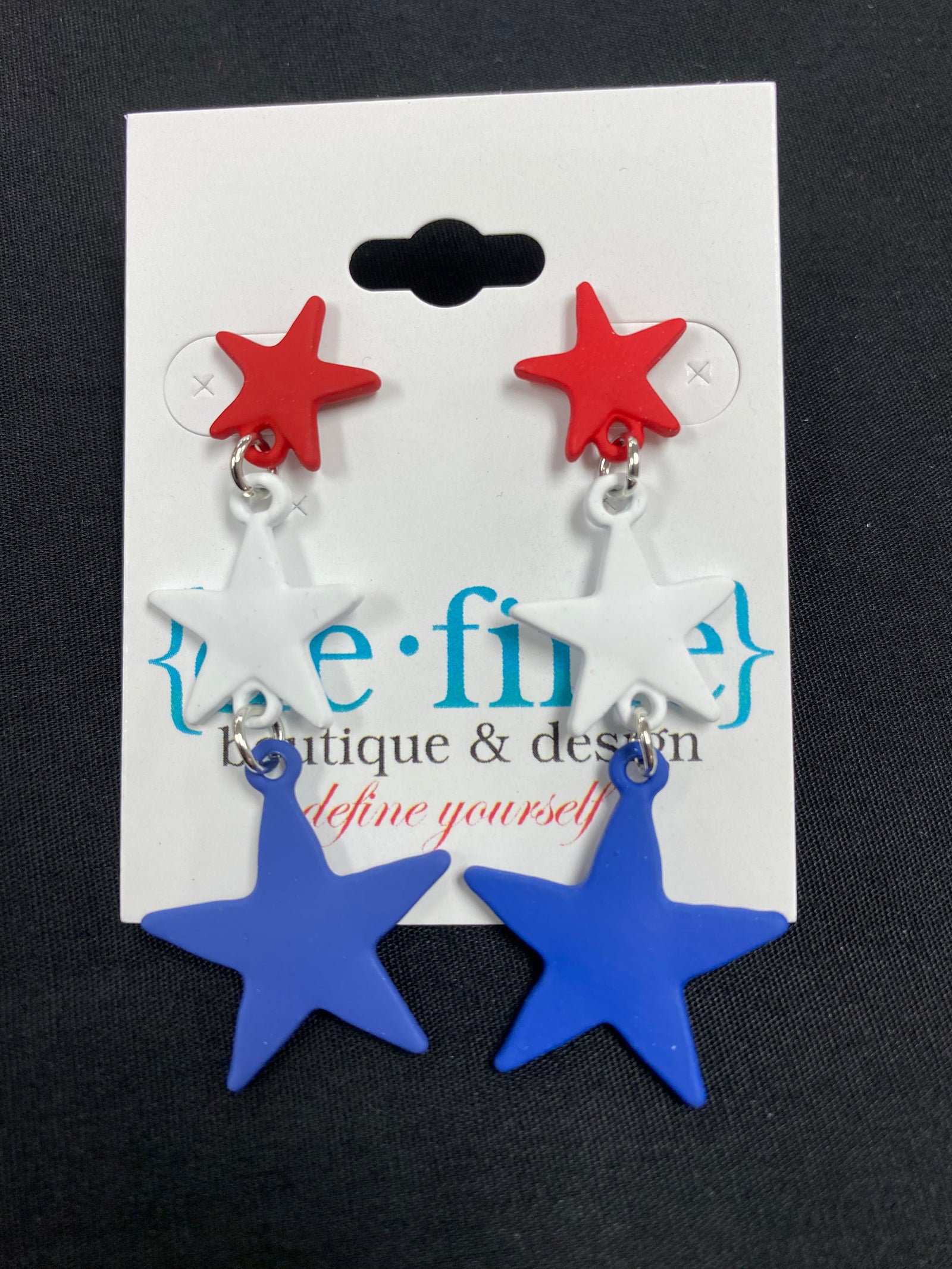 Red White Blue Stars Matte Patriotic Earrings