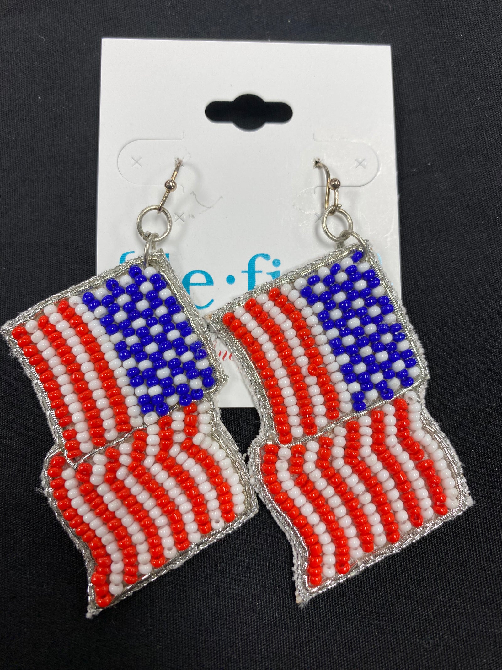 Beaded Flag Patriotic Earrings