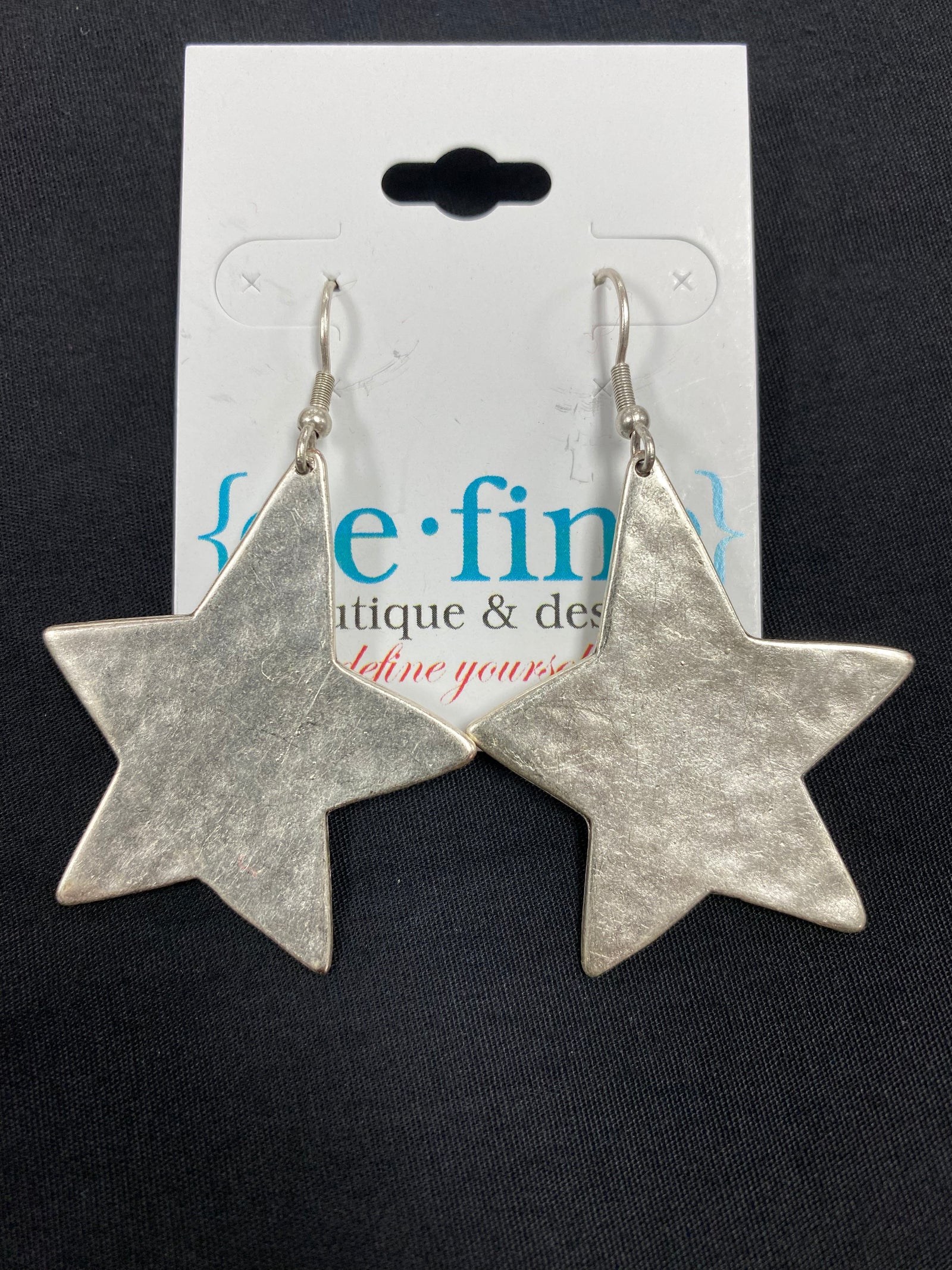 Silver Hammered Stars Earrings
