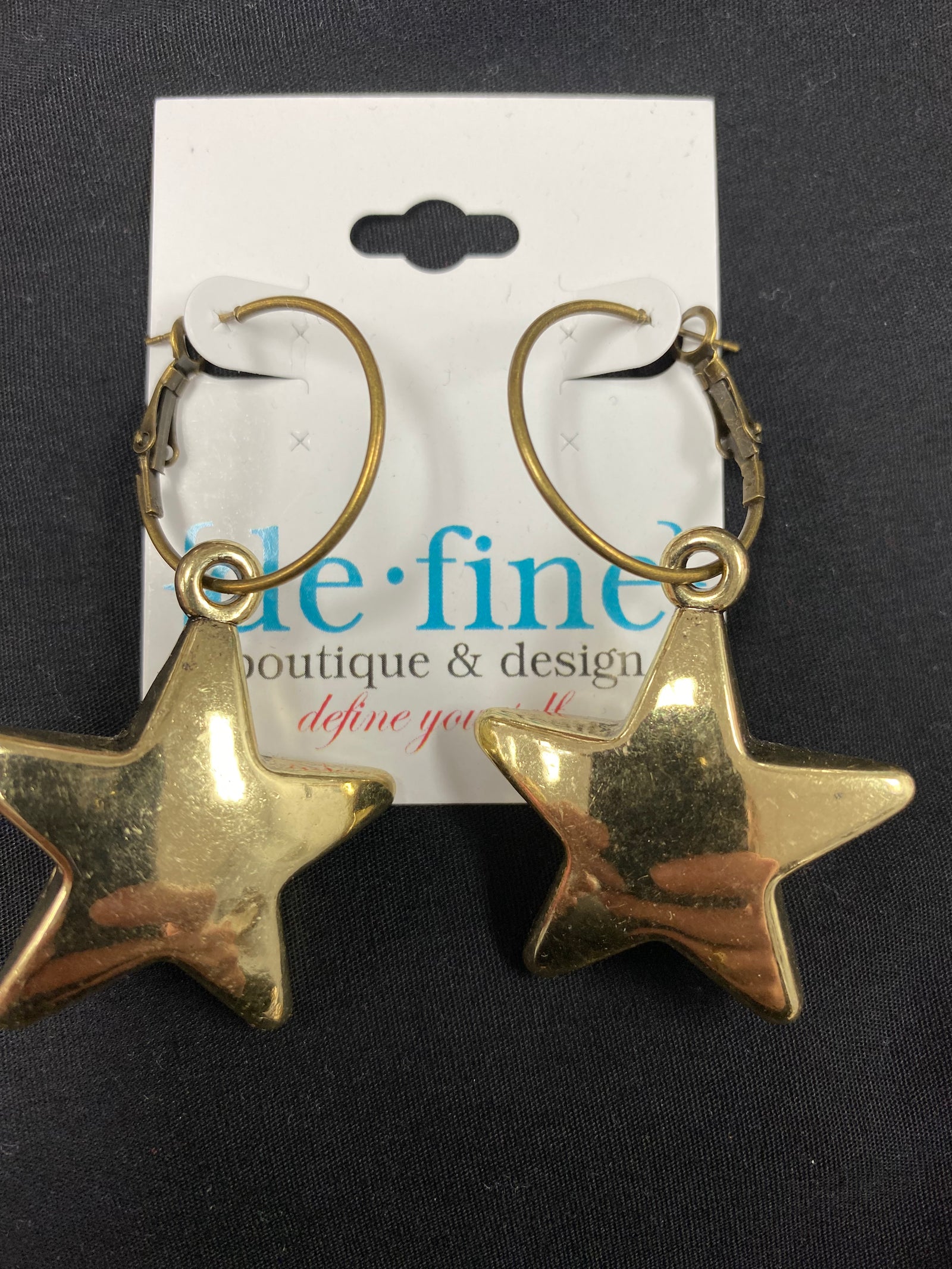 Gold Puffy Stars Earrings
