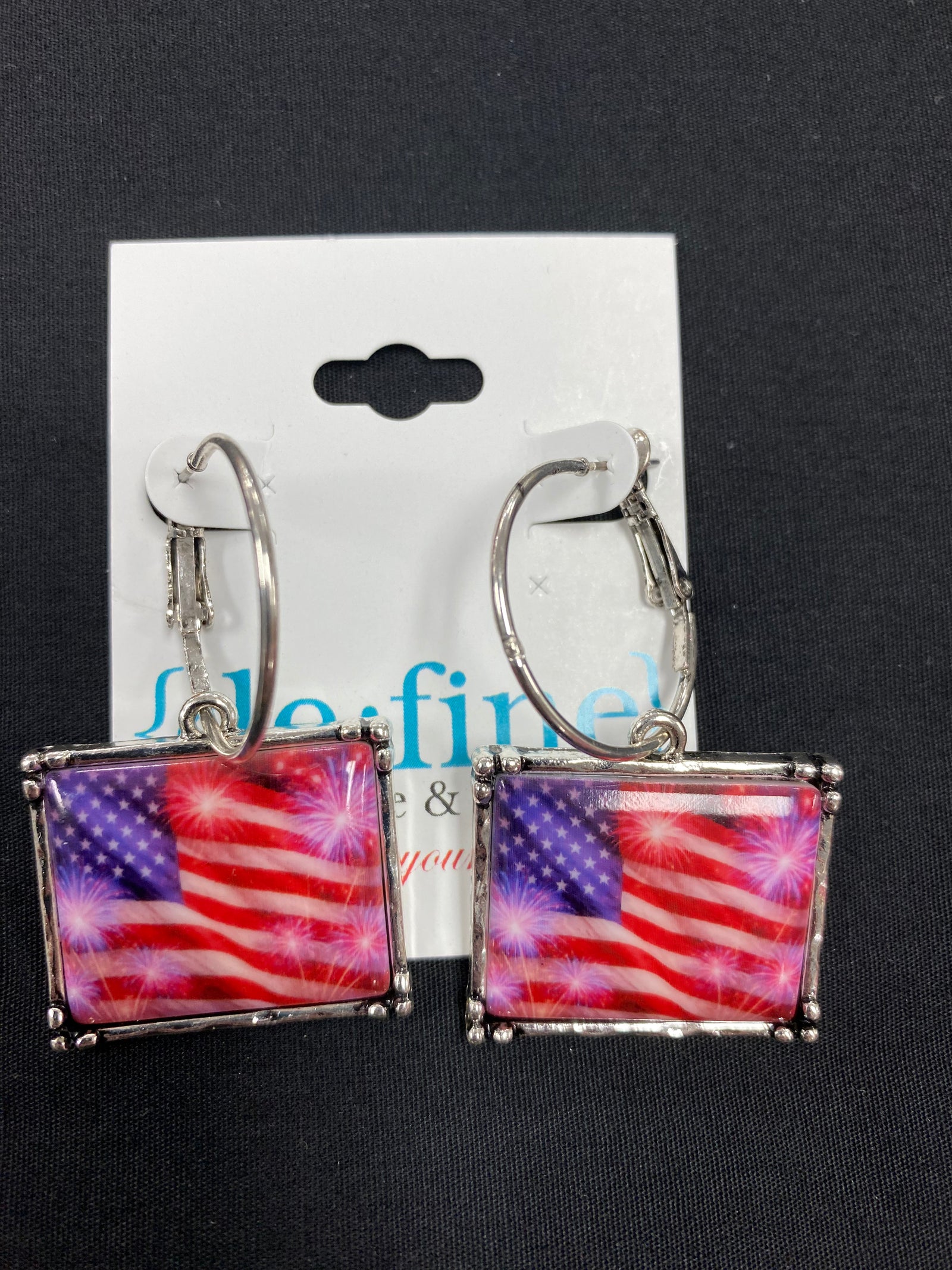 Flags and Fireworks Patriotic Earrings and Necklace - Sold Separately