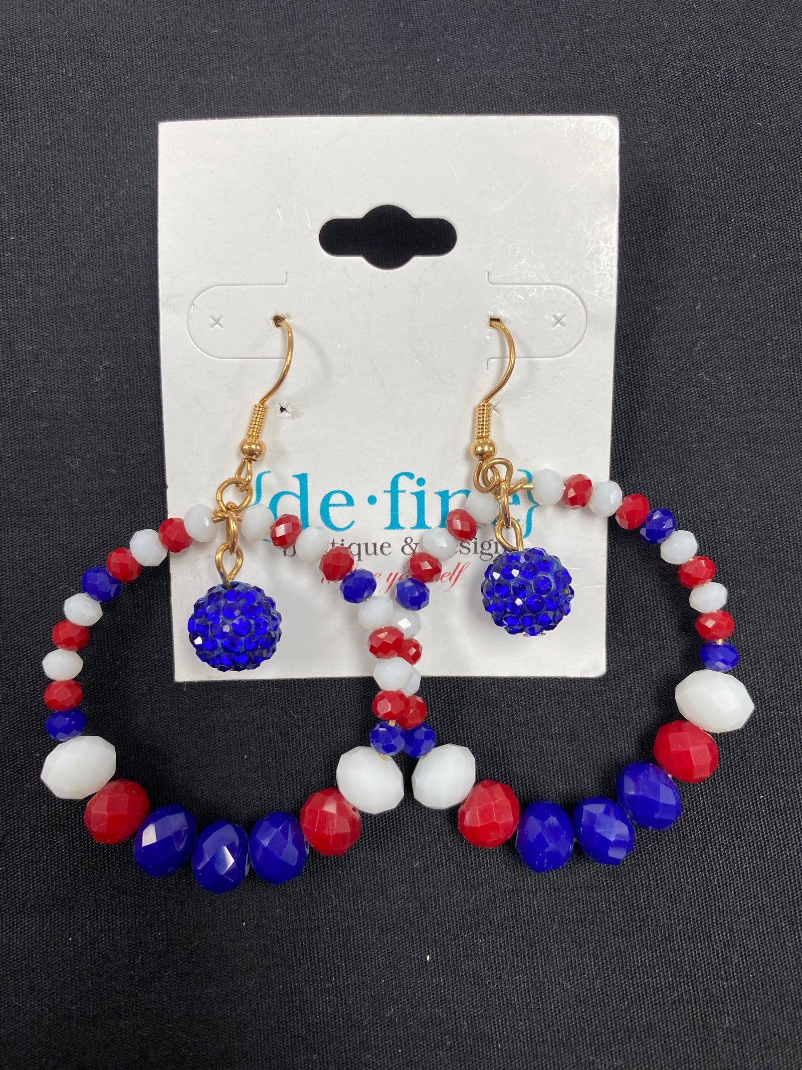 Circle Beaded Patriotic Earrings