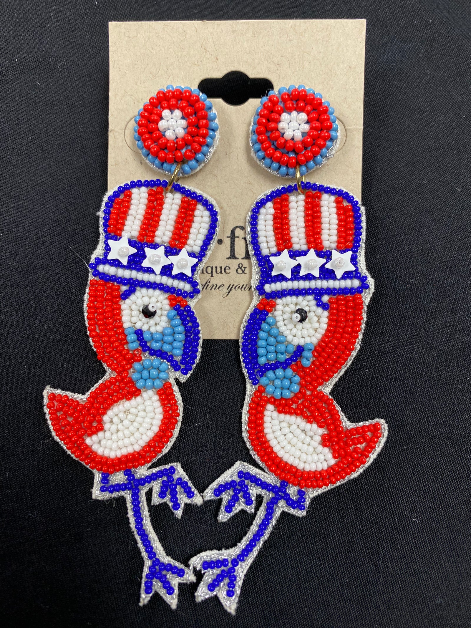 Patriotic Flamingo Beaded Earrings