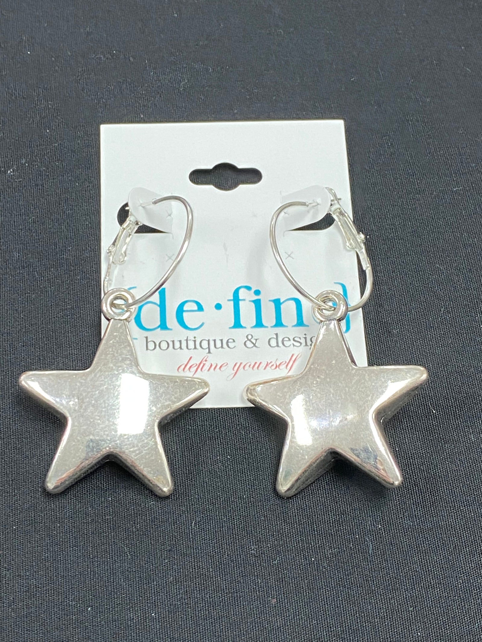 Silver Puffy Stars Earrings
