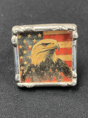 Eagle with Flag Backdrop Chunky Vintage Ring Patriotic