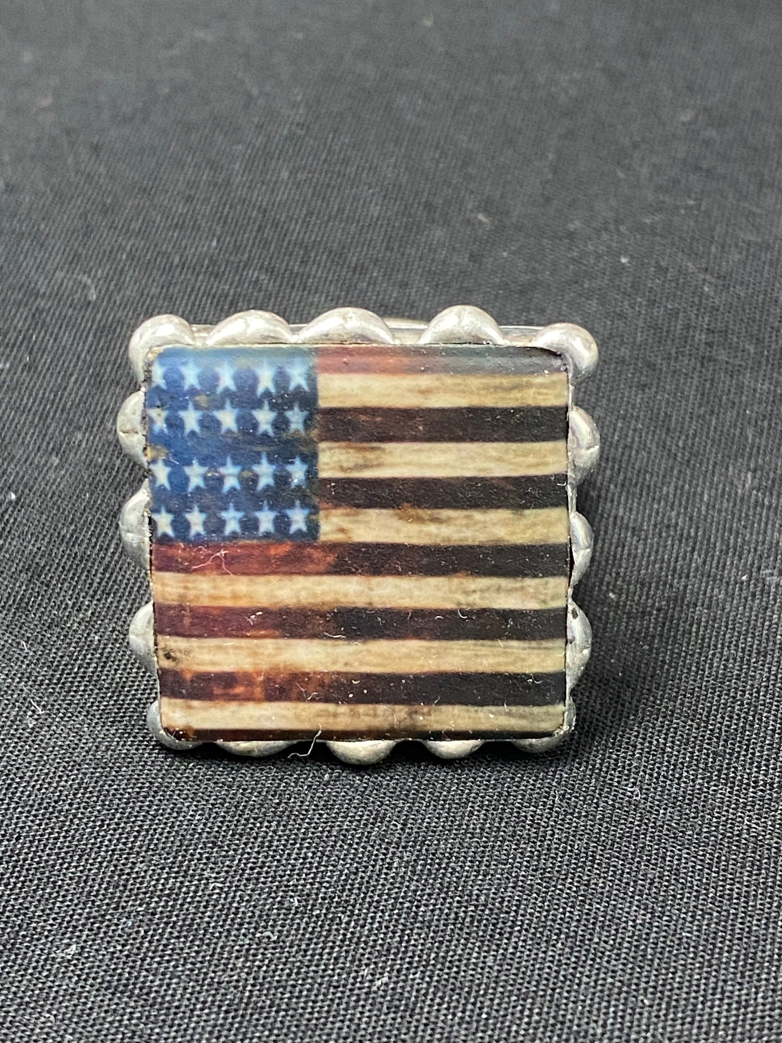 Matte Flag Chunky Vintage Ring Patriotic