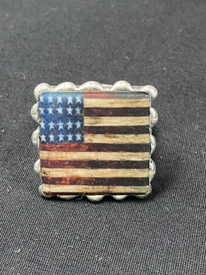 Matte Flag Chunky Vintage Ring Patriotic
