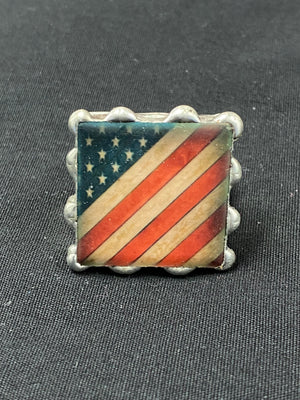 Sideways American Flag Chunky Vintage Ring Patriotic