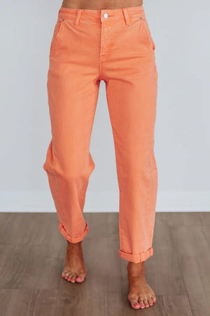 Risen Peach High Rise Relaxed Barrel Jeans
