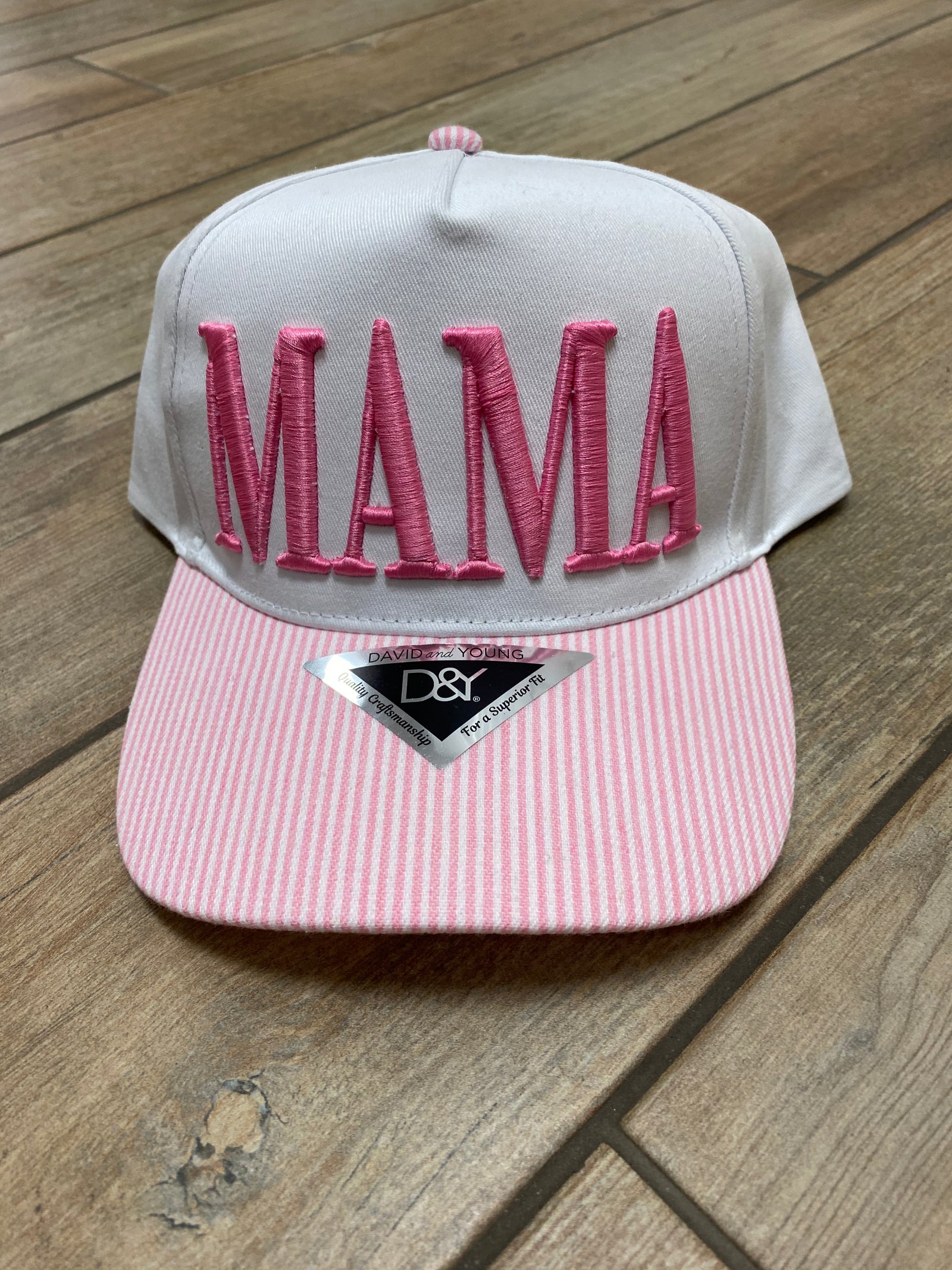 Mama Hat Pink & White Striped
