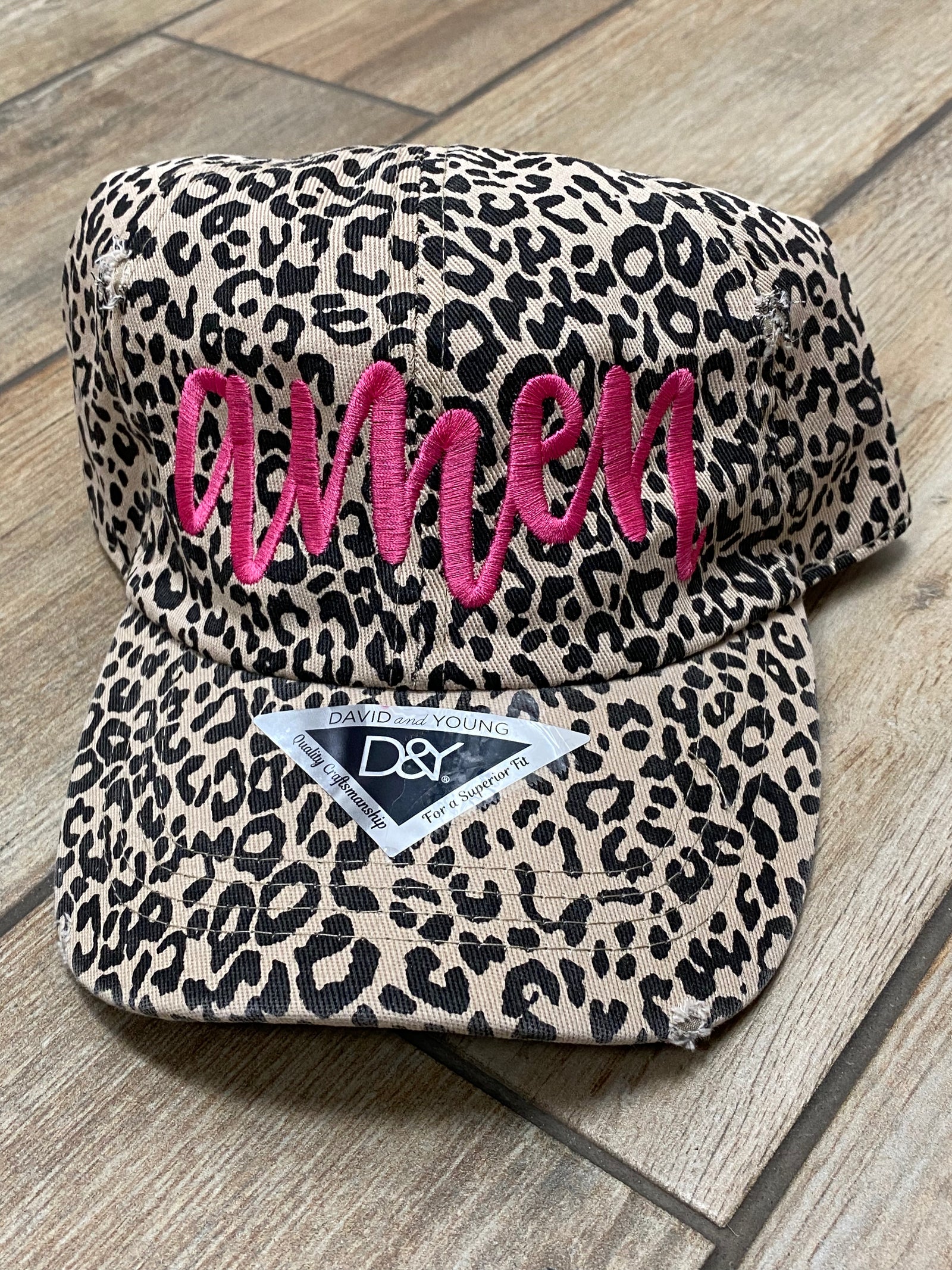 Amen Script Leopard Unstructured Hat