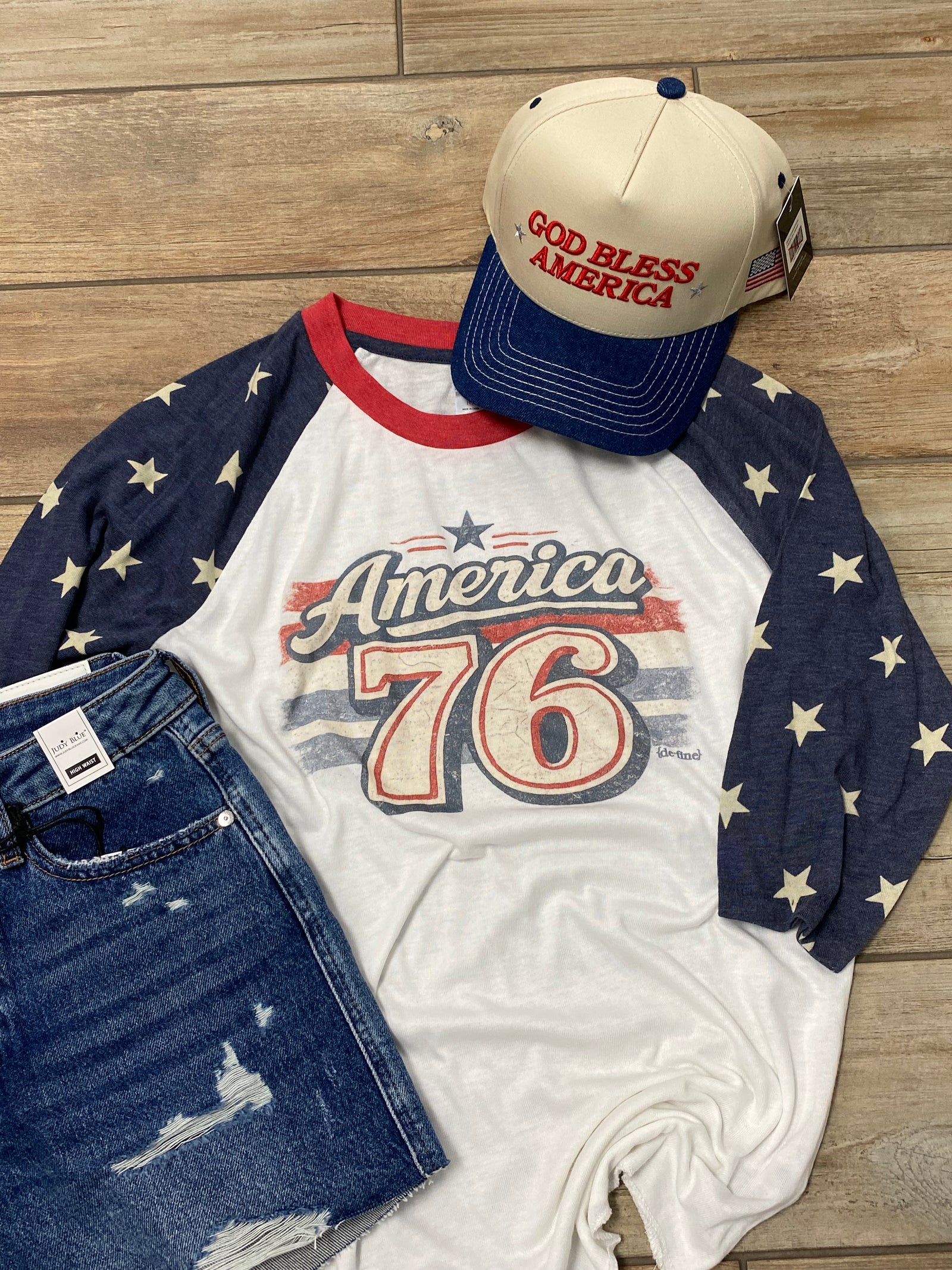 America 76 Patriotic Raglan Graphic Tee