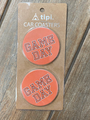 Game Day Car Coasters - Red or Orange