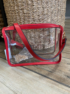 Red or Silver Clear Rectangle Purse