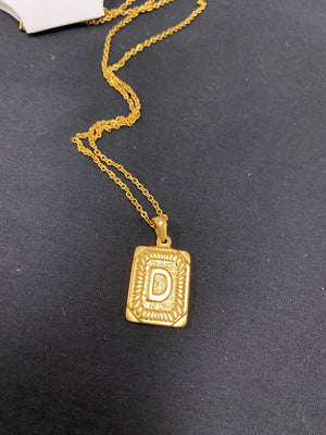 Gold Square Initial Necklaces