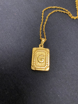 Gold Square Initial Necklaces