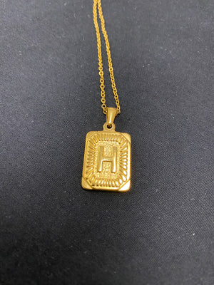 Gold Square Initial Necklaces