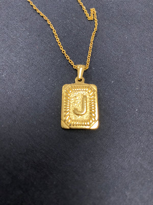 Gold Square Initial Necklaces