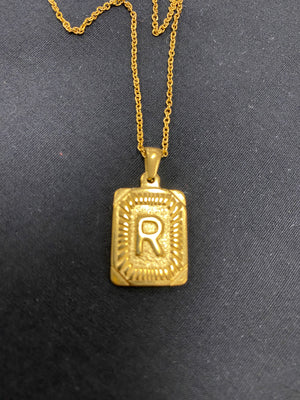 Gold Square Initial Necklaces