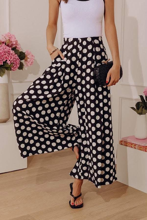 Black and White Polka Dot Wide Leg Pants