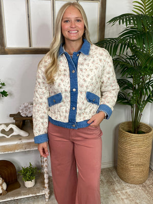 Mauve Stretch Denim Wide Leg Pants