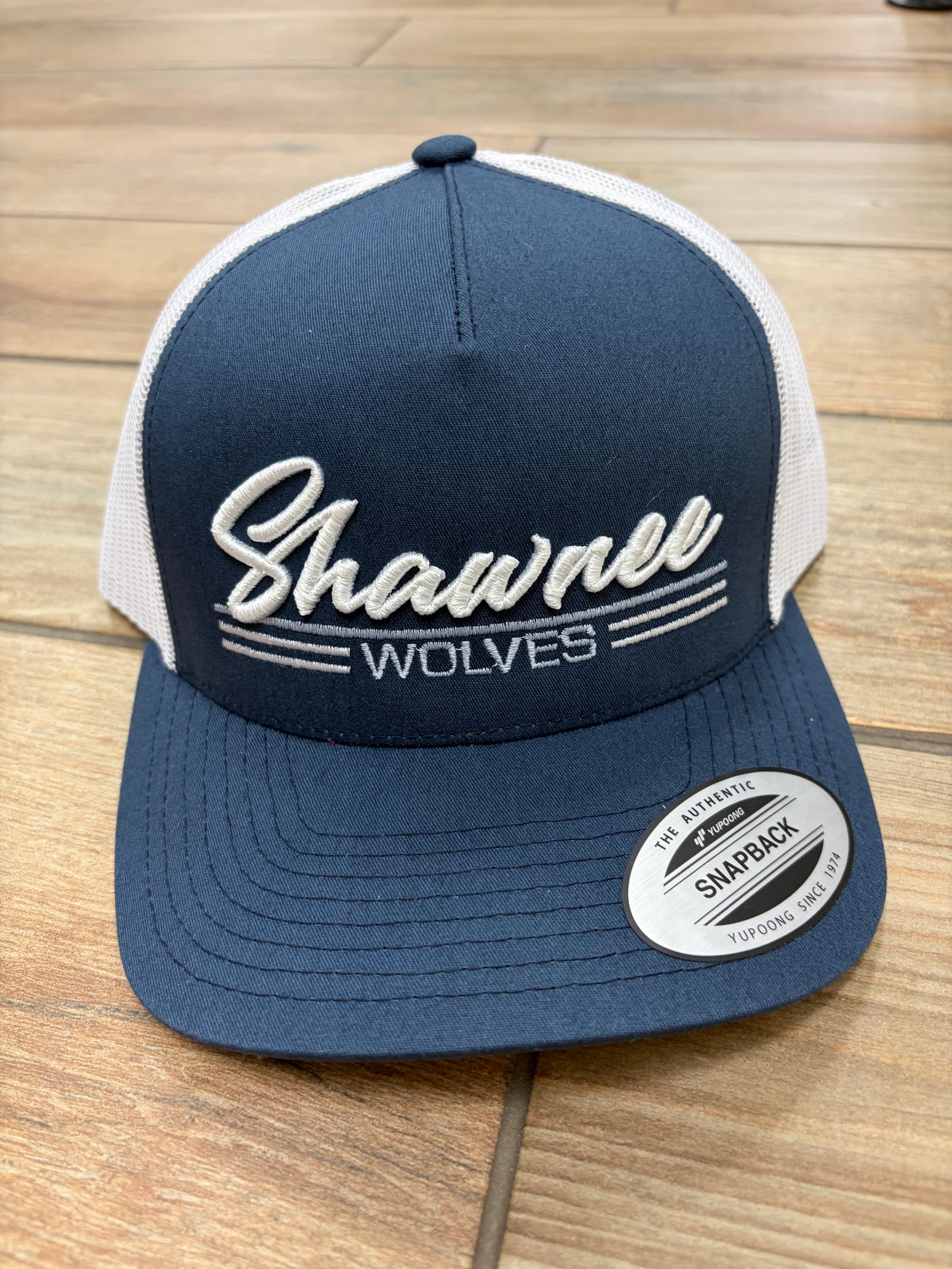Shawnee Wolves Script Triple Lined Hats